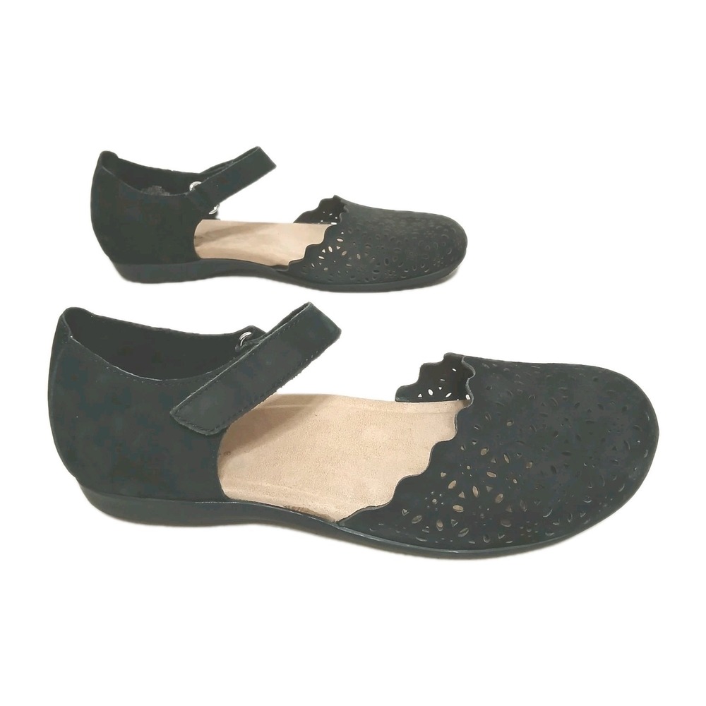 Earth Origins Brynn Women Sandals 10M Black Suede Perforated Leather Comfort - Picture 2 of 11